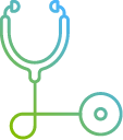 Icon of a stethoscope, representing healthcare, medicine, or nursing.