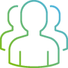 Icon of three human figures, commonly representing a group, team, or community.
